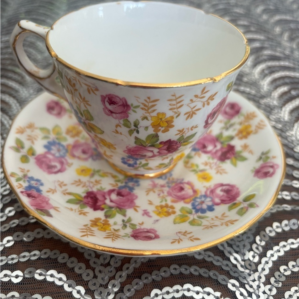 Royal Stafford "June Roses" Chintz teacup and saucer set